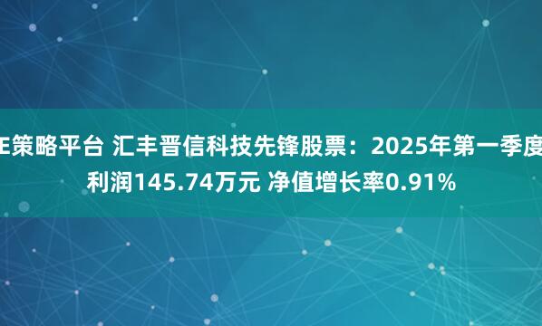 E策略平台 汇丰晋信科技先锋股票：2025年第一季度利润145.74万元 净值增长率0.91%